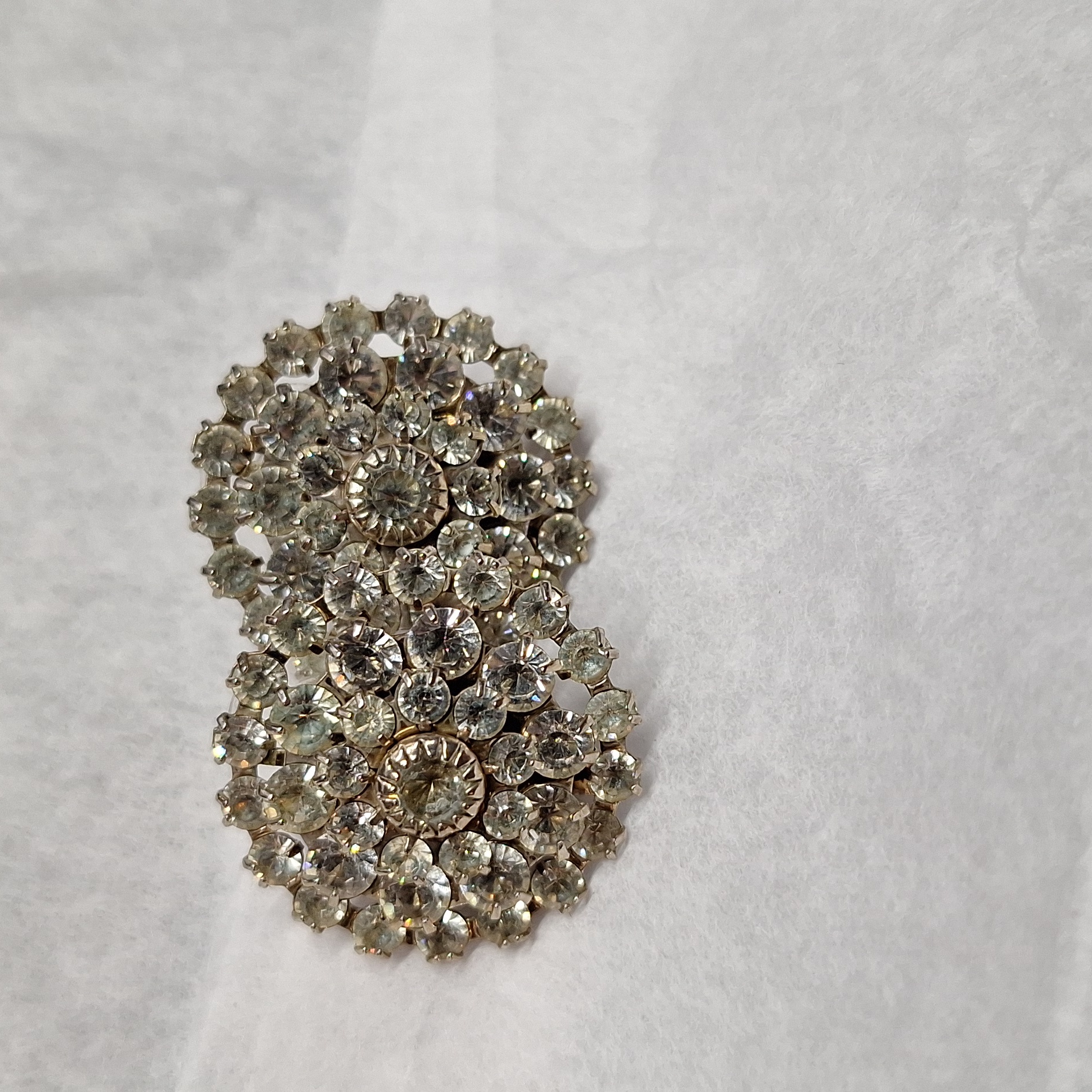 Pci Silver And Rhinestone Vintage Stud Earrings